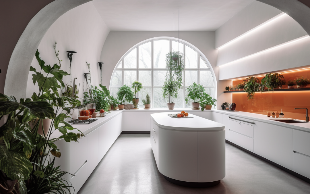 a minimalistic kitchen with a futuristic twist